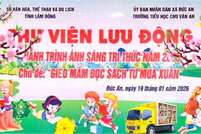 Hành trình ánh sáng tri thức 2026 do thư viện tỉnh Lâm Đồng khu vực 3 tổ chức tại trường Tiểu học Chu Văn An: Gieo mầm đọc sách từ mùa xuân.